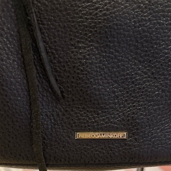 Rebecca Minkoff Black Textured Grain Leather Regan Satchel Shoulder Fringes Bag​ - Picture 3 of 12